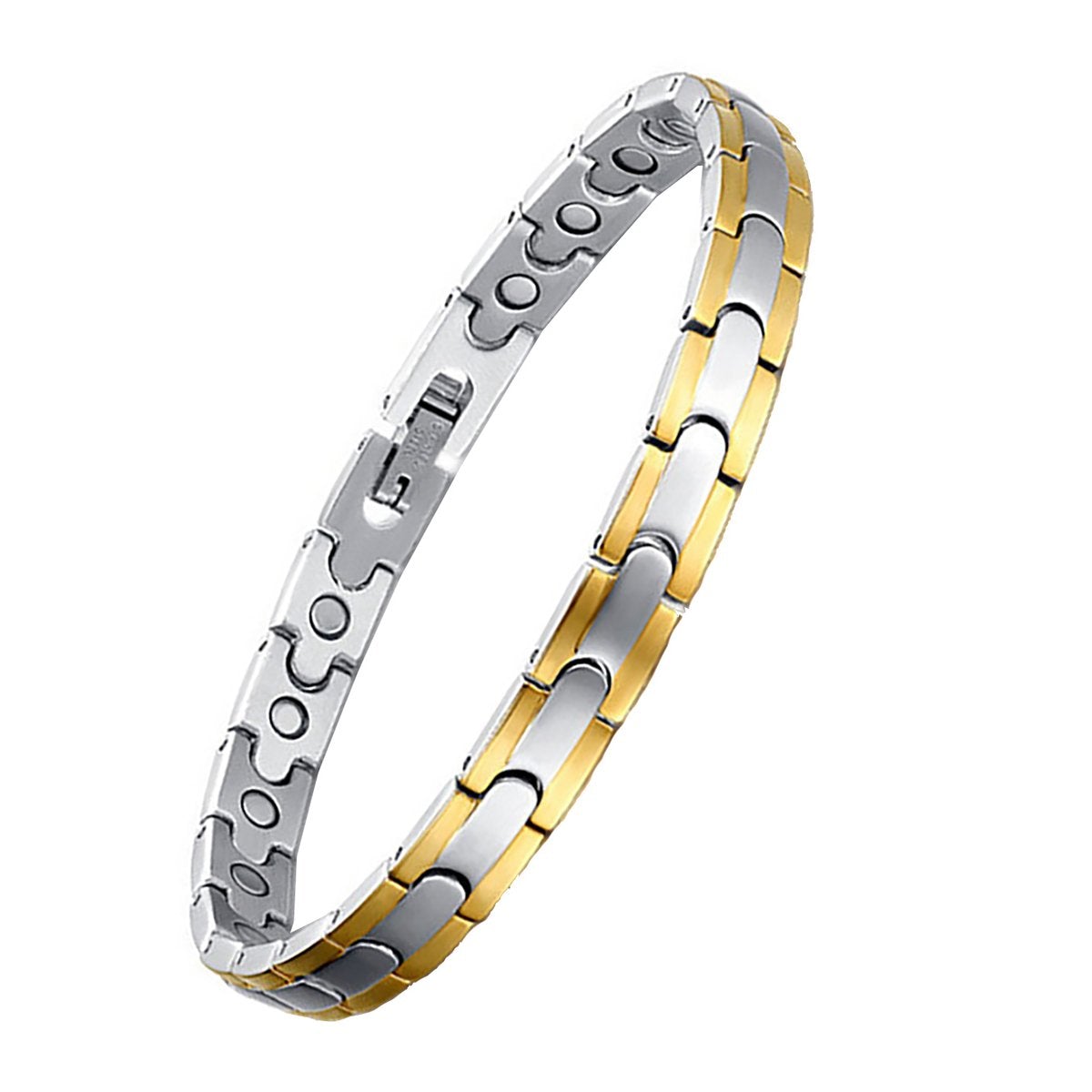 Silver Gold Stainless Steel Magnetic Therapy Health Energy Bracelet Secondary image