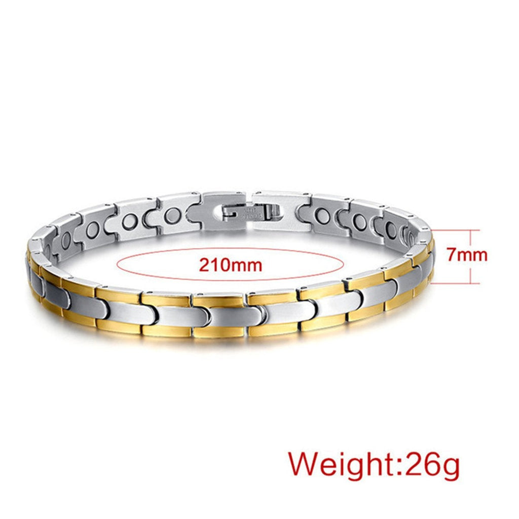 Silver Gold Stainless Steel Magnetic Therapy Health Energy Bracelet