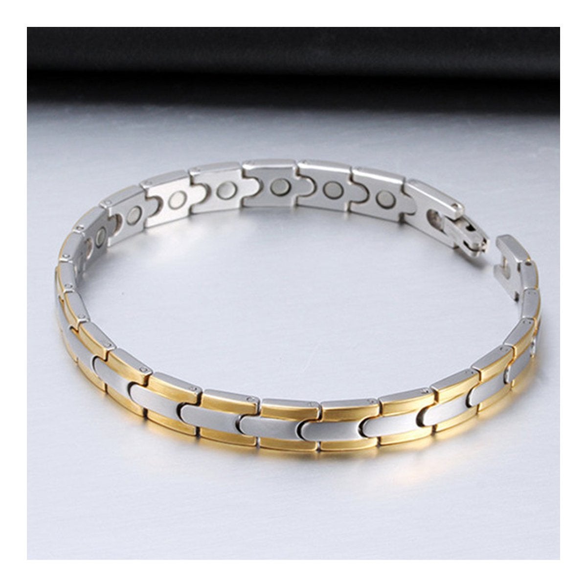 Silver Gold Stainless Steel Magnetic Therapy Health Energy Bracelet Main image