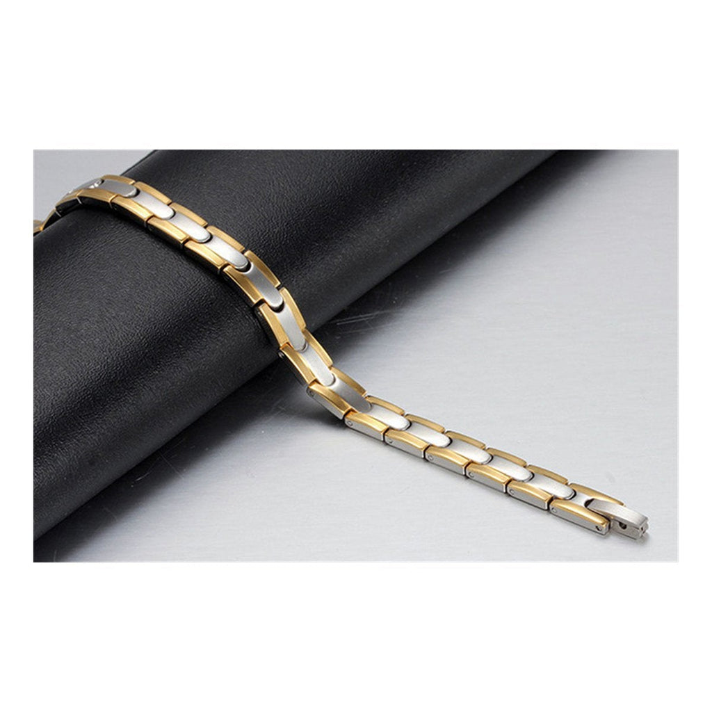 Silver Gold Stainless Steel Magnetic Therapy Health Energy Bracelet