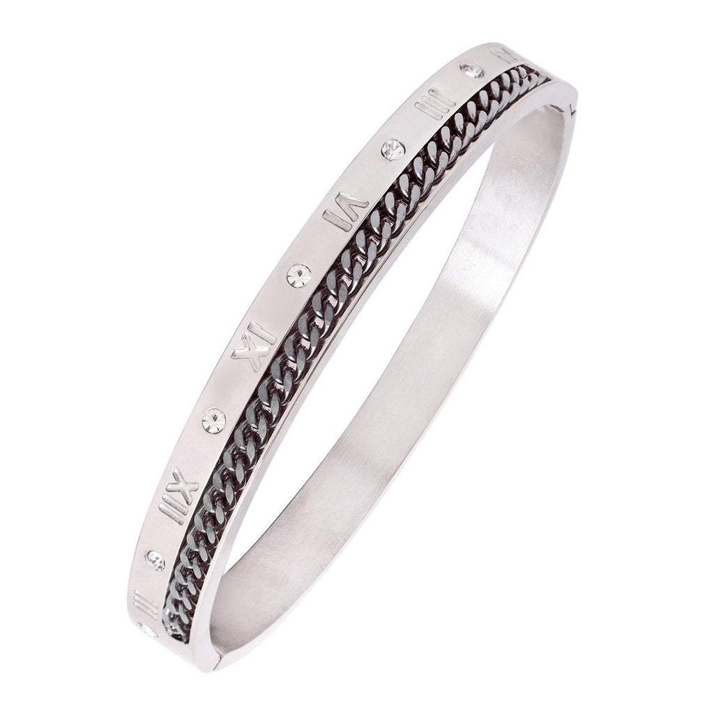 Roman Rope CZ Black Stainless Steel Kada Bangle Bracelet Men Bulk