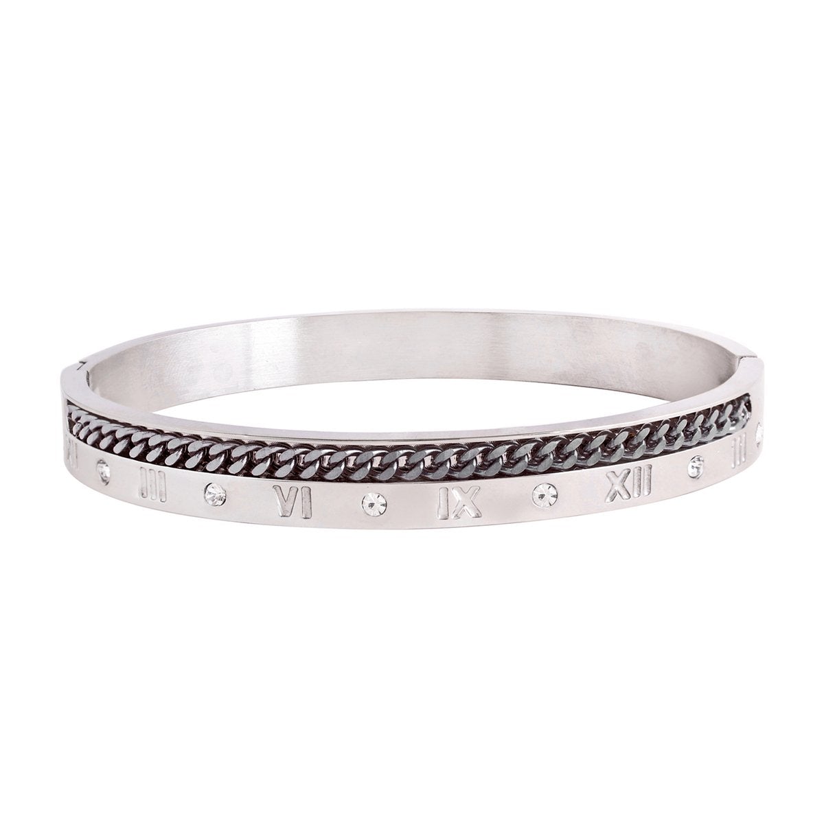 Roman Rope CZ Black Stainless Steel Kada Bangle Bracelet Men Bulk