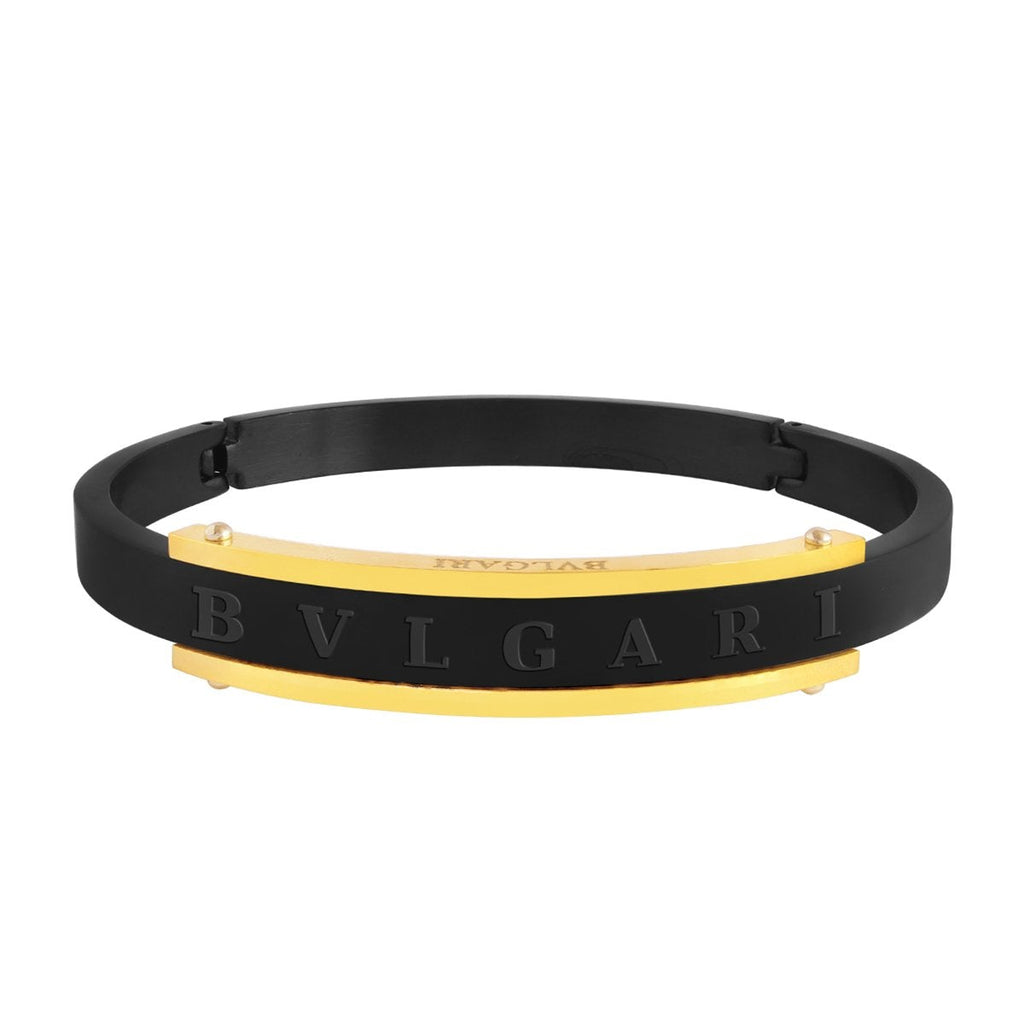 Black 18K Gold 316L Stainless Steel Openable Kada For Men Bulk