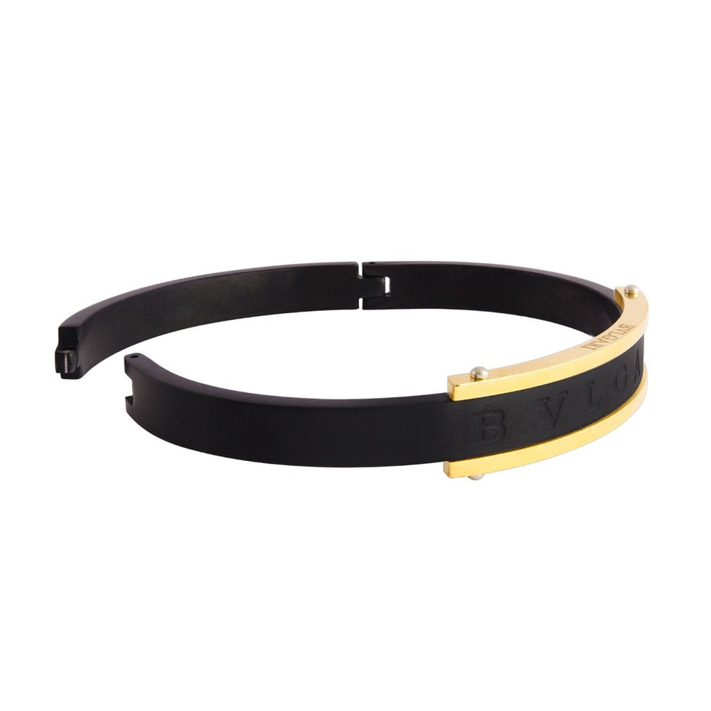 Black 18K Gold 316L Stainless Steel Openable Kada For Men Bulk
