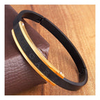 Black 18K Gold 316L Stainless Steel Openable Kada For Men Bulk