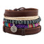 Braided Leather Charm Wrist Band Multi Strand Stackable Bracelet Bulk