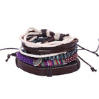 Braided Leather Charm Wrist Band Multi Strand Stackable Bracelet Bulk