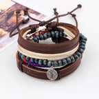 Braided Leather Charm Wrist Band Multi Strand Stackable Bracelet Bulk