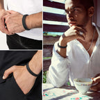 Two Layer Rope Black Braided Real Leather Wrist Band Strand Personalized Engraved Bracelet Men