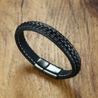 Braided Black Leather Wrist Band Multi Strand Bracelet Men Bulk