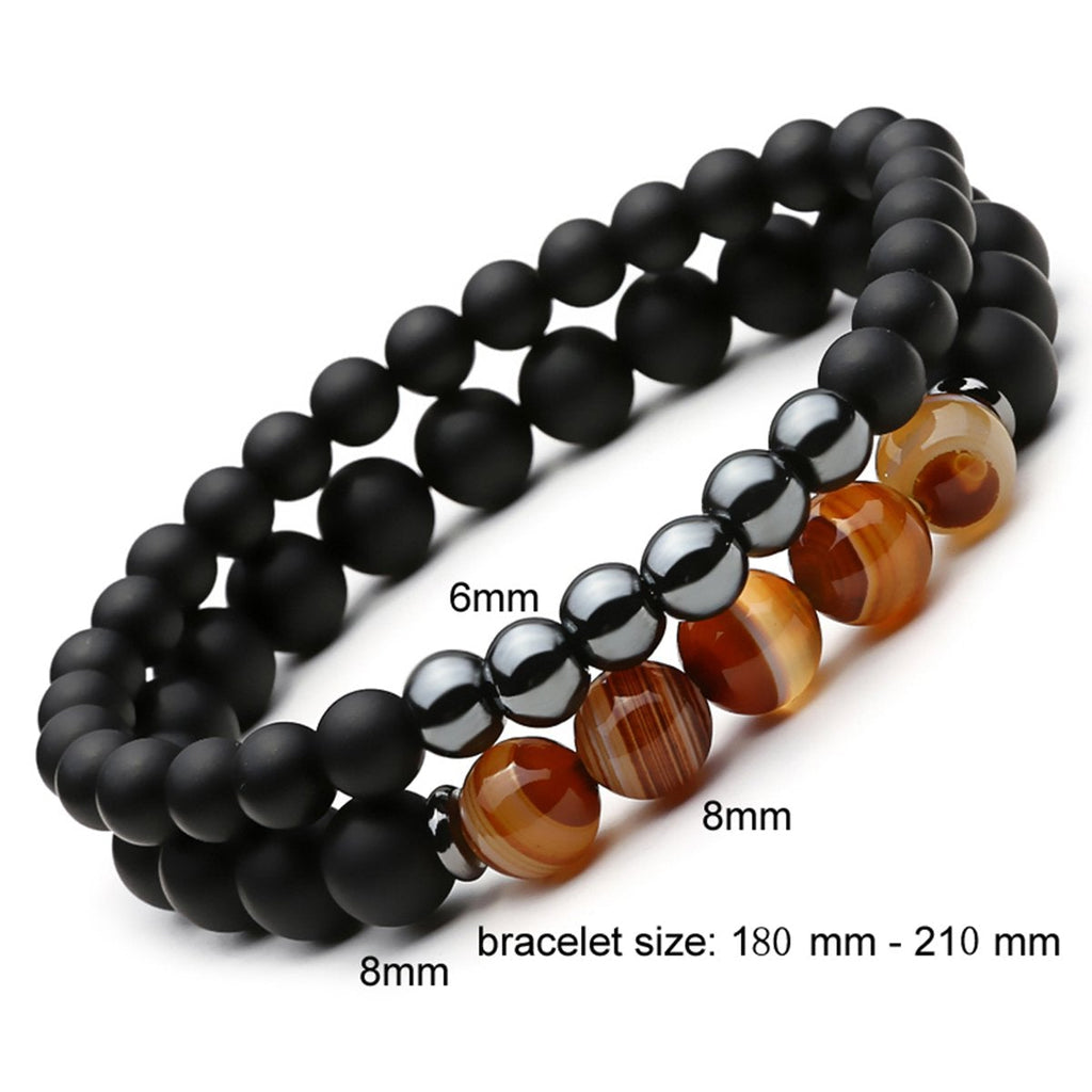 Lava Reiki Healing Meditation Lava Onyx Black Beads Bracelet Combo