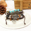 Peace Beads Black Leather Charm Wrist Band Multi Strand Bracelet Bulk