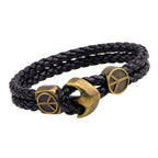 Antique Anchor Braided Black Leather Wrist Band Strand Bracelet Bulk