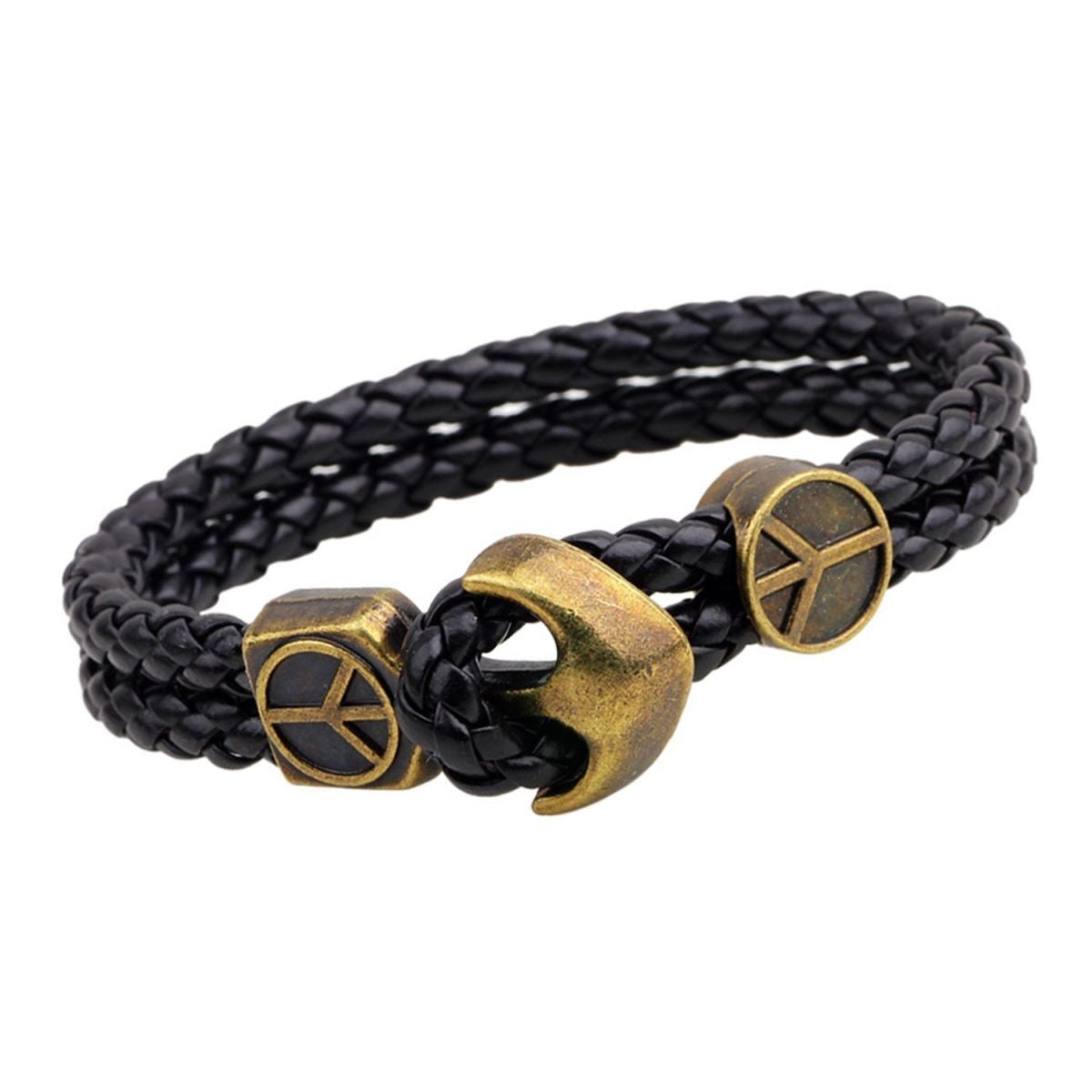Antique Anchor Braided Black Leather Wrist Band Strand Bracelet Bulk