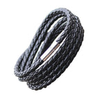 Rope Braided Crafted Black Leather Wrist Band Strand Bracelet Bulk