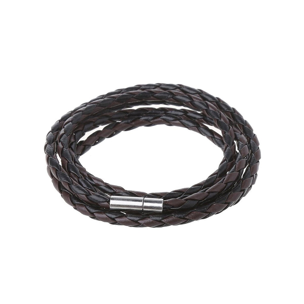 Rope Braided Crafted Black Leather Wrist Band Strand Bracelet Bulk