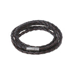 Rope Braided Crafted Black Leather Wrist Band Strand Bracelet Bulk