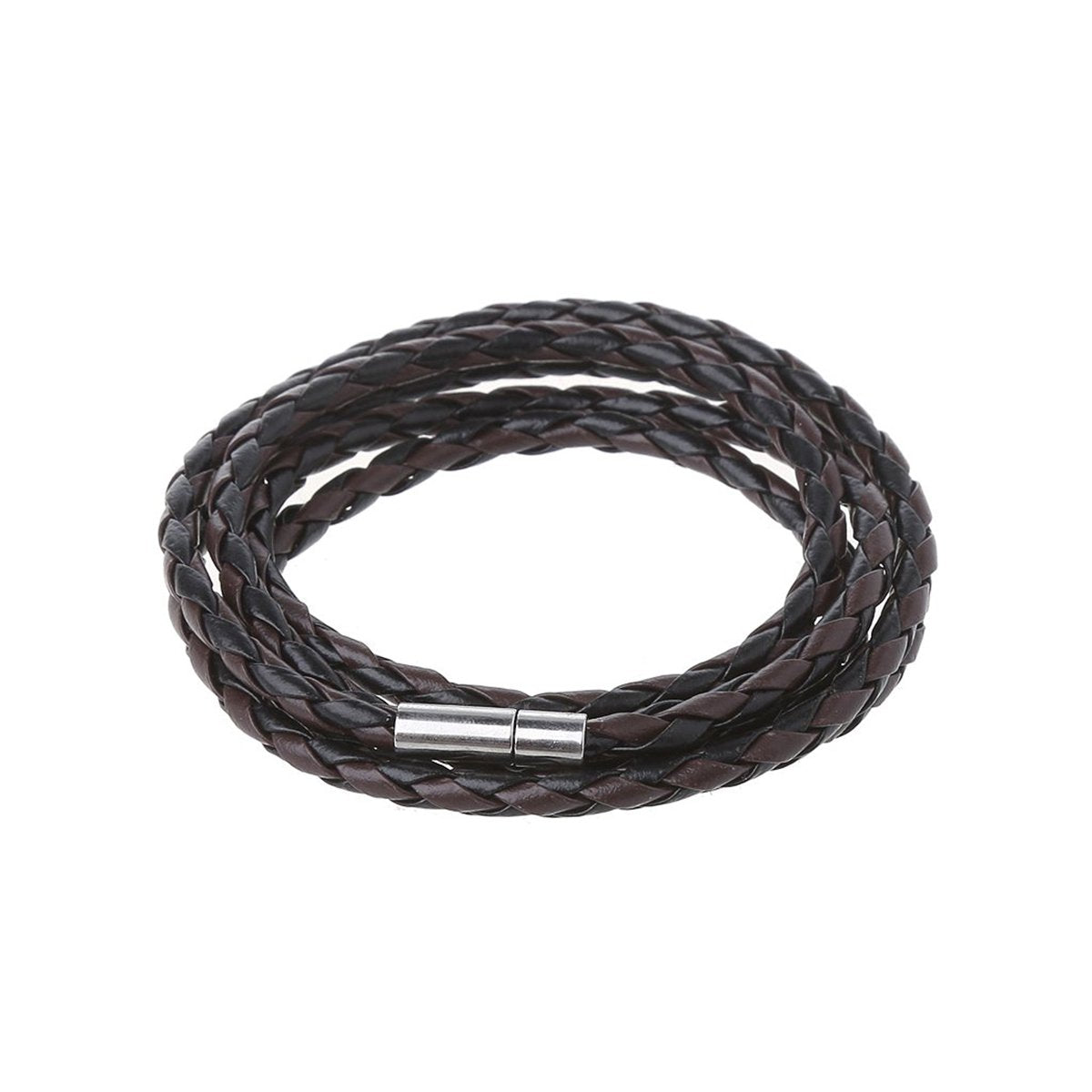 Rope Braided Crafted Black Leather Wrist Band Strand Bracelet Bulk
