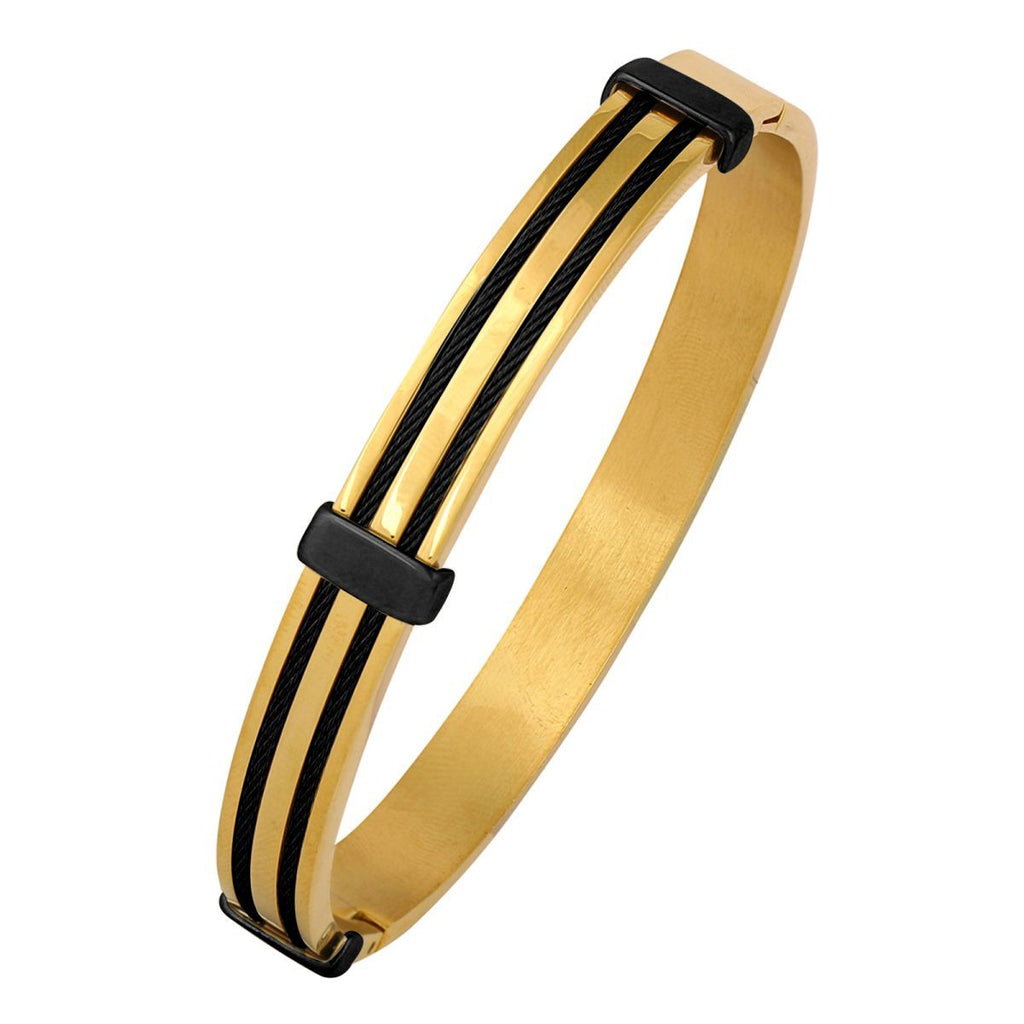 18K Gold Black Stainless Steel Gold Black Kada Bangle Bracelet Bulk