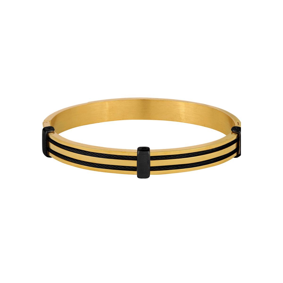 18K Gold Black Stainless Steel Gold Black Kada Bangle Bracelet Bulk