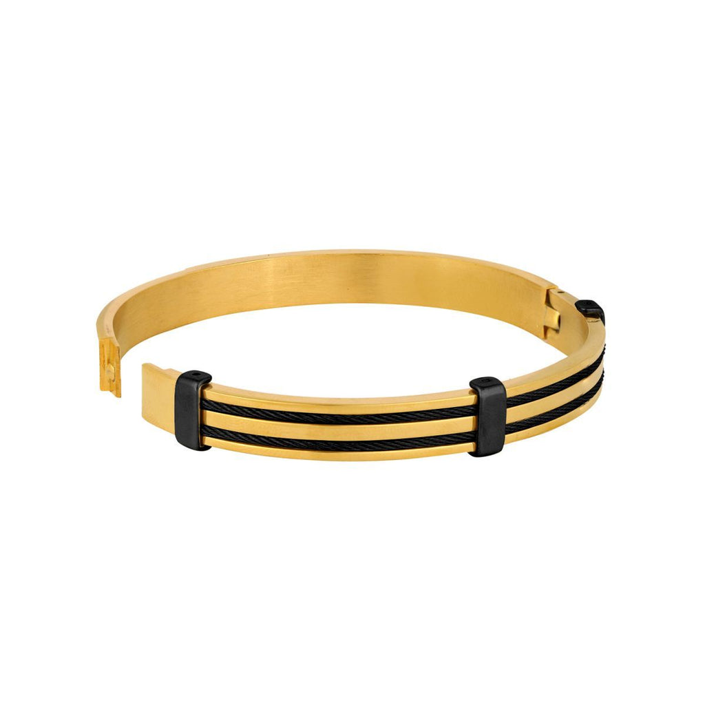 18K Gold Black Stainless Steel Gold Black Kada Bangle Bracelet Bulk