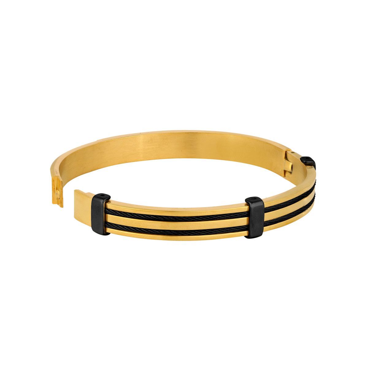 18K Gold Black Stainless Steel Gold Black Kada Bangle Bracelet Bulk