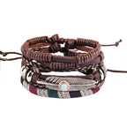 Crafted Leather Charm Wrist Band Multi Strand Stackable Bracelet Bulk