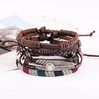 Crafted Leather Charm Wrist Band Multi Strand Stackable Bracelet Bulk