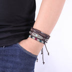 Crafted Leather Charm Wrist Band Multi Strand Stackable Bracelet Bulk