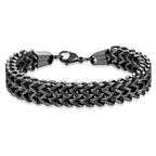 Stylish Dual Curb Glossy Black 316L Stainless Steel Bracelet Men Bulk