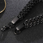 Stylish Dual Curb Glossy Black 316L Stainless Steel Bracelet Men Bulk