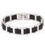 Stylish Rubber 316L Stainless Steel Black Silver Bracelet Men Bulk