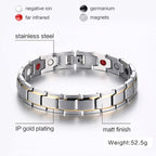 Gold Stainless Steel Magnet Health Care Therapy Bio Energy Bracelet