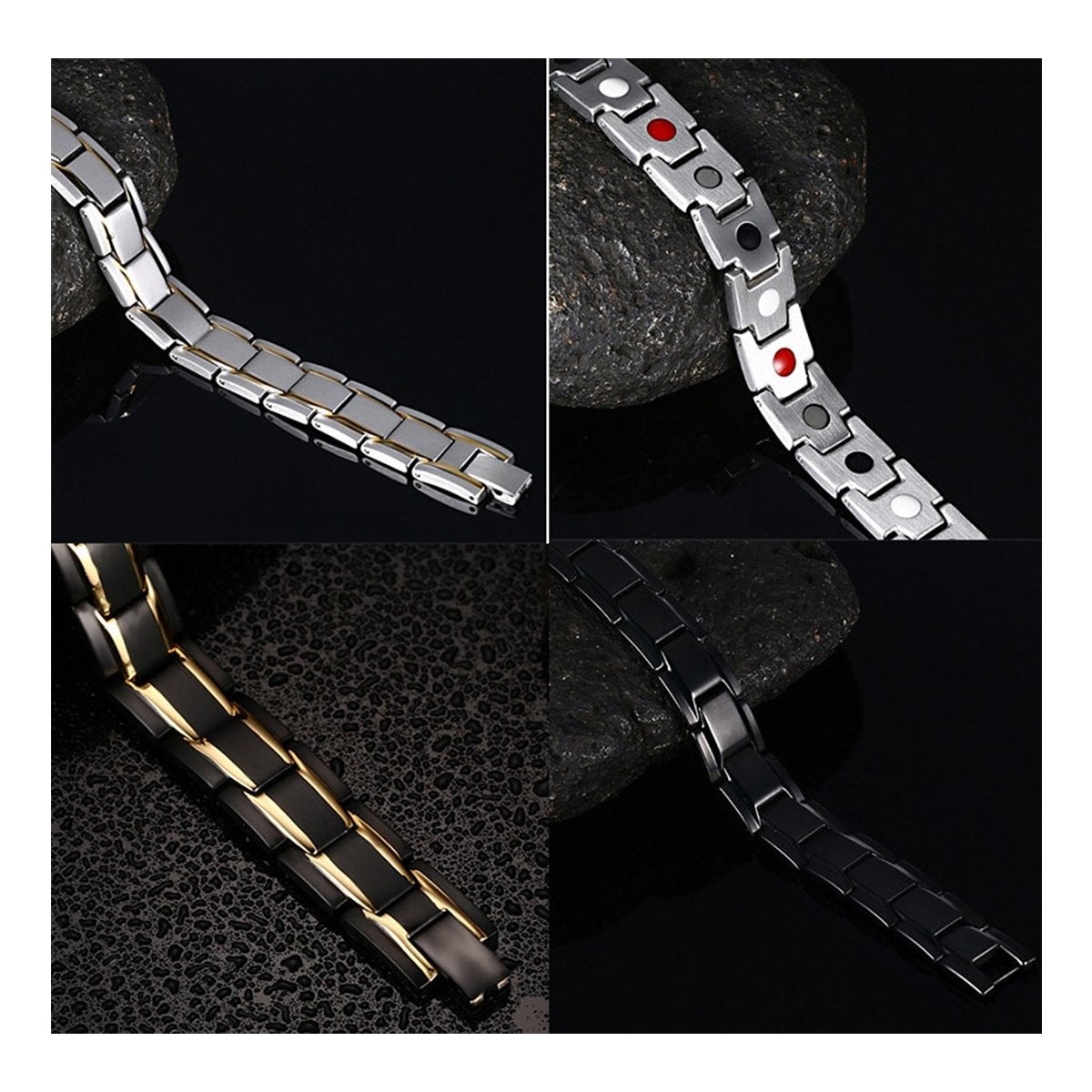 Gold Stainless Steel Magnet Health Care Therapy Bio Energy Bracelet