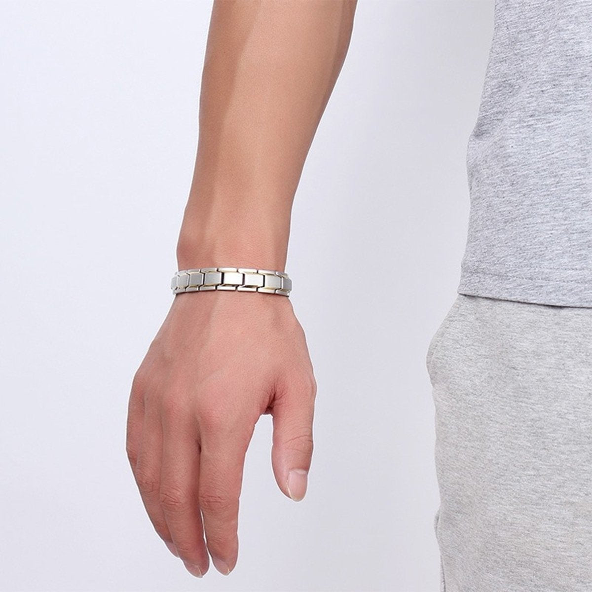 Gold Stainless Steel Magnet Health Care Therapy Bio Energy Bracelet