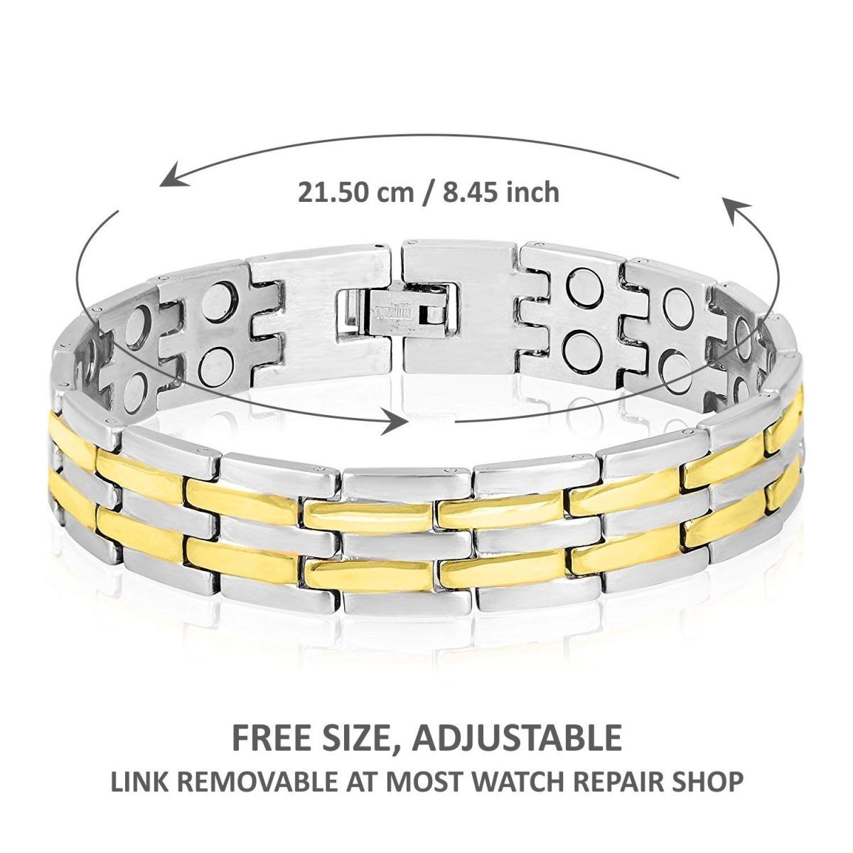 Gold Stainless Steel Magnet Health Care Therapy Bio Energy Bracelet