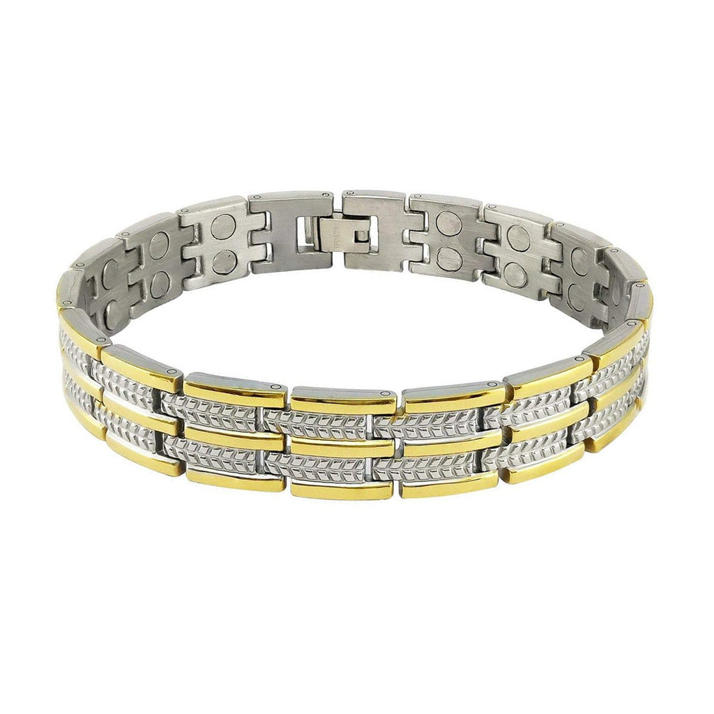 Gold Stainless Steel Magnet Health Care Therapy Bio Energy Bracelet