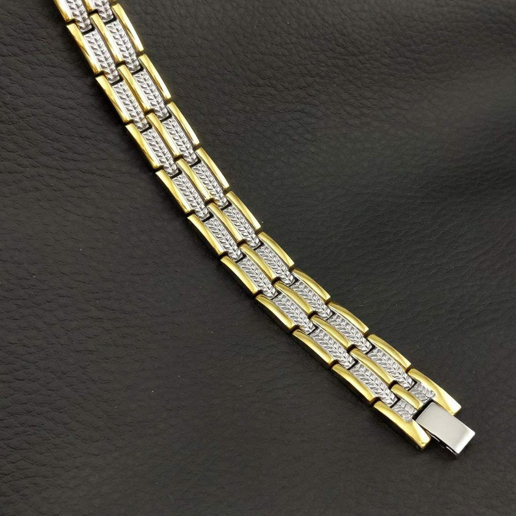 Gold Stainless Steel Magnet Health Care Therapy Bio Energy Bracelet