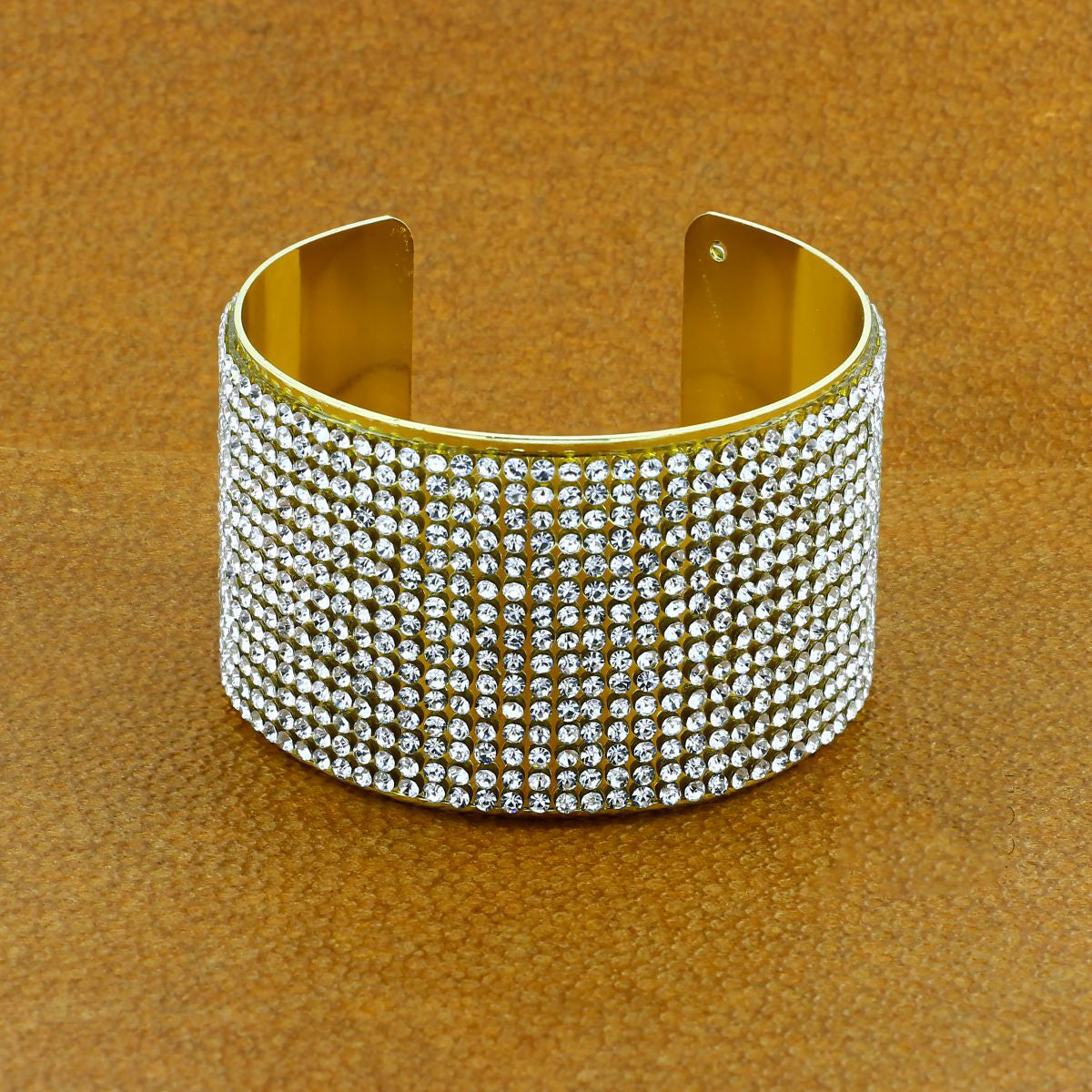 Party American Diamond Cubic Zirconia 18K Gold Cuff Kada Bangle Bulk Main image