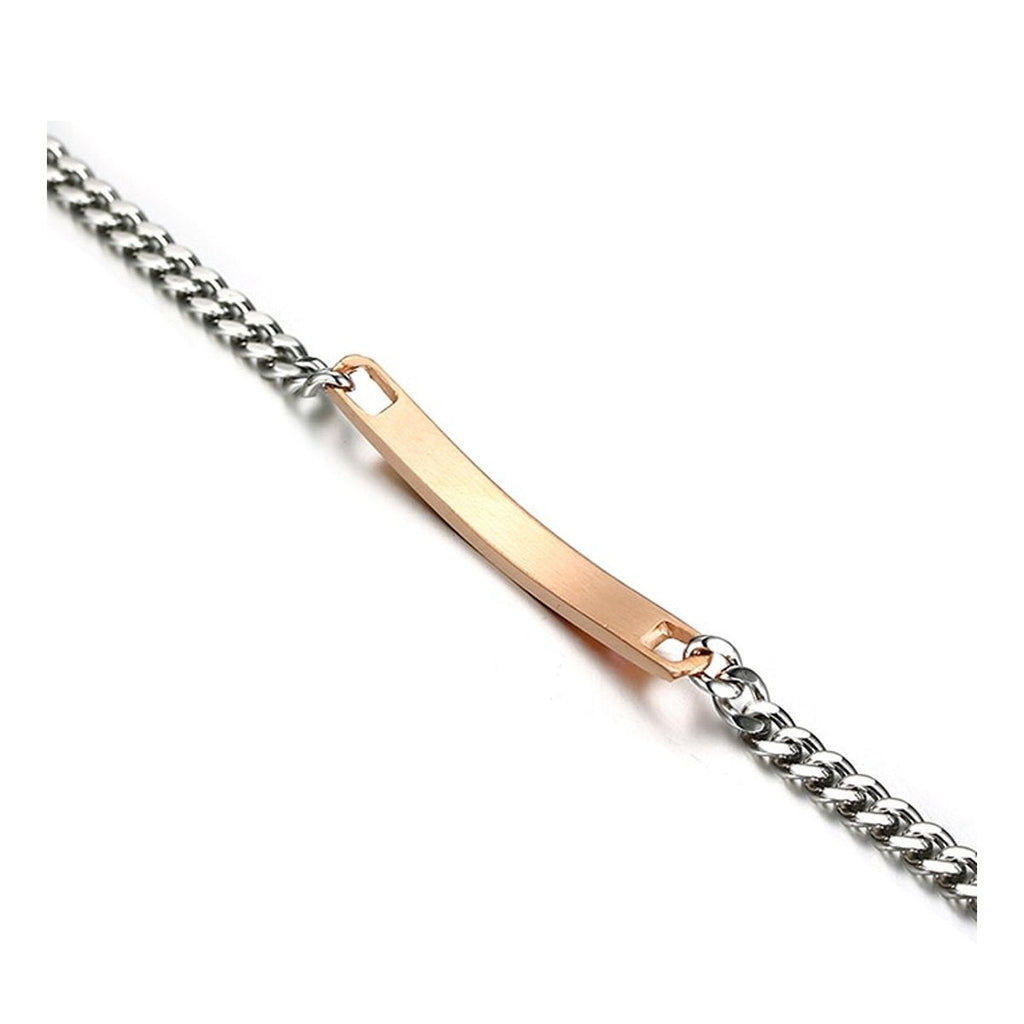 Forever Always Rose Gold Silver Stainless Steel Id Couple Lovers Bracelet
