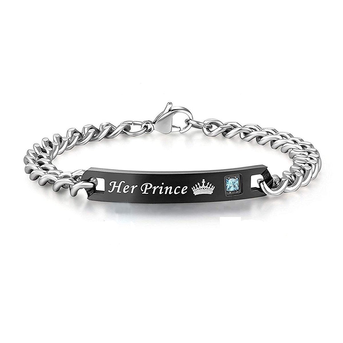 His Princess Rose Gold Silver Stainless Steel Couple Lovers Bracelet Main image
