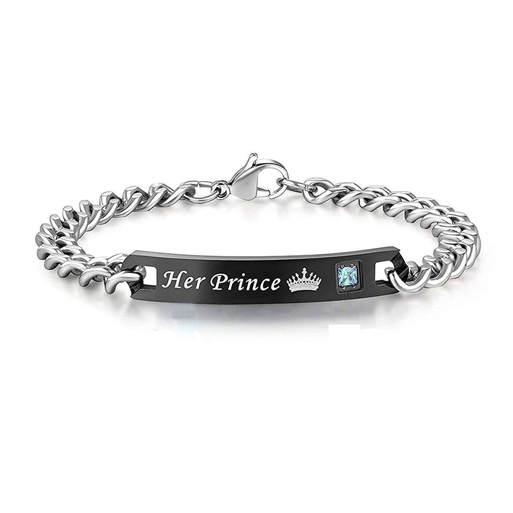 His Princess Rose Gold Silver Stainless Steel Couple Lovers Bracelet