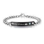 His Princess Rose Gold Silver Stainless Steel Couple Lovers Bracelet