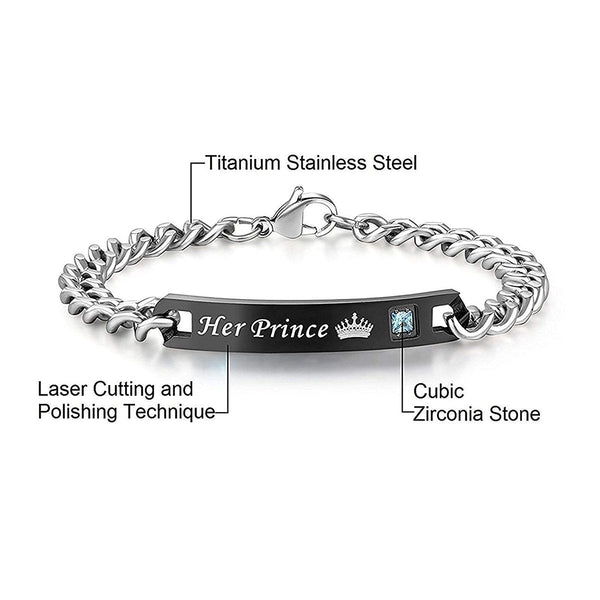 His Princess Rose Gold Silver Stainless Steel Couple Lovers Bracelet Secondary image