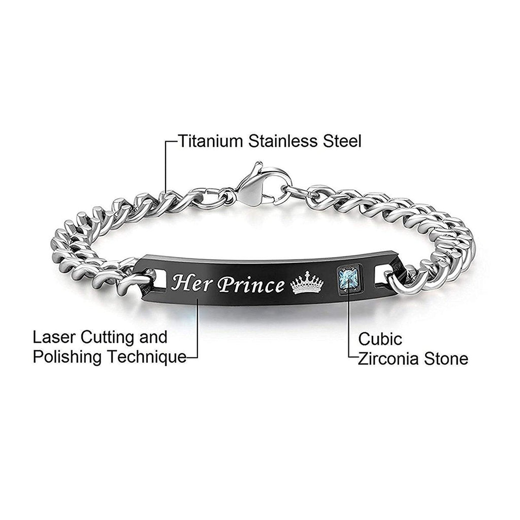 His Princess Rose Gold Silver Stainless Steel Couple Lovers Bracelet