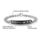 His Princess Rose Gold Silver Stainless Steel Couple Lovers Bracelet