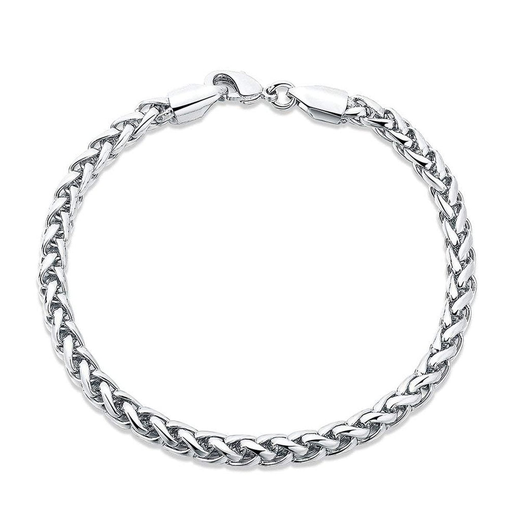 Stylish Wheat Silver 316L Stainless Steel Bracelet Men Women Bulk