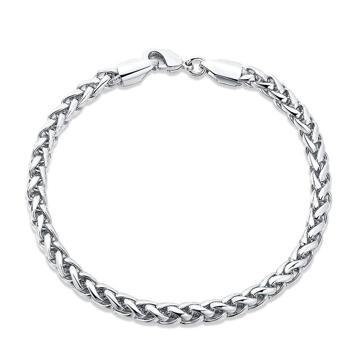 Stylish Wheat Silver 316L Stainless Steel Bracelet Men Women Bulk