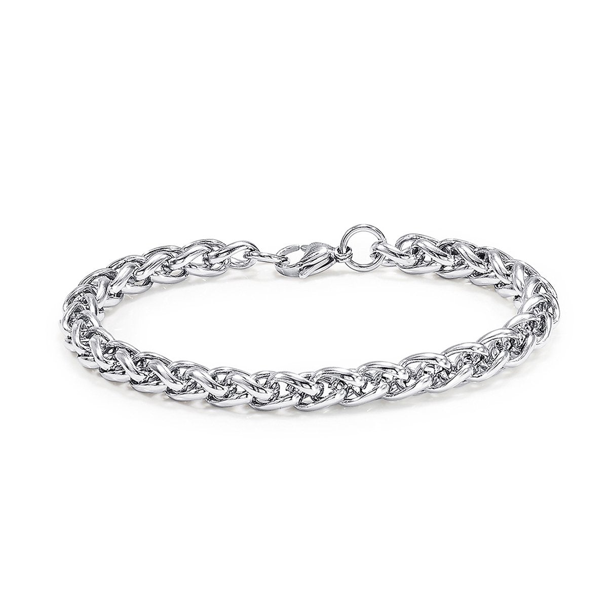 Stylish Wheat Silver 316L Stainless Steel Bracelet Men Women Bulk