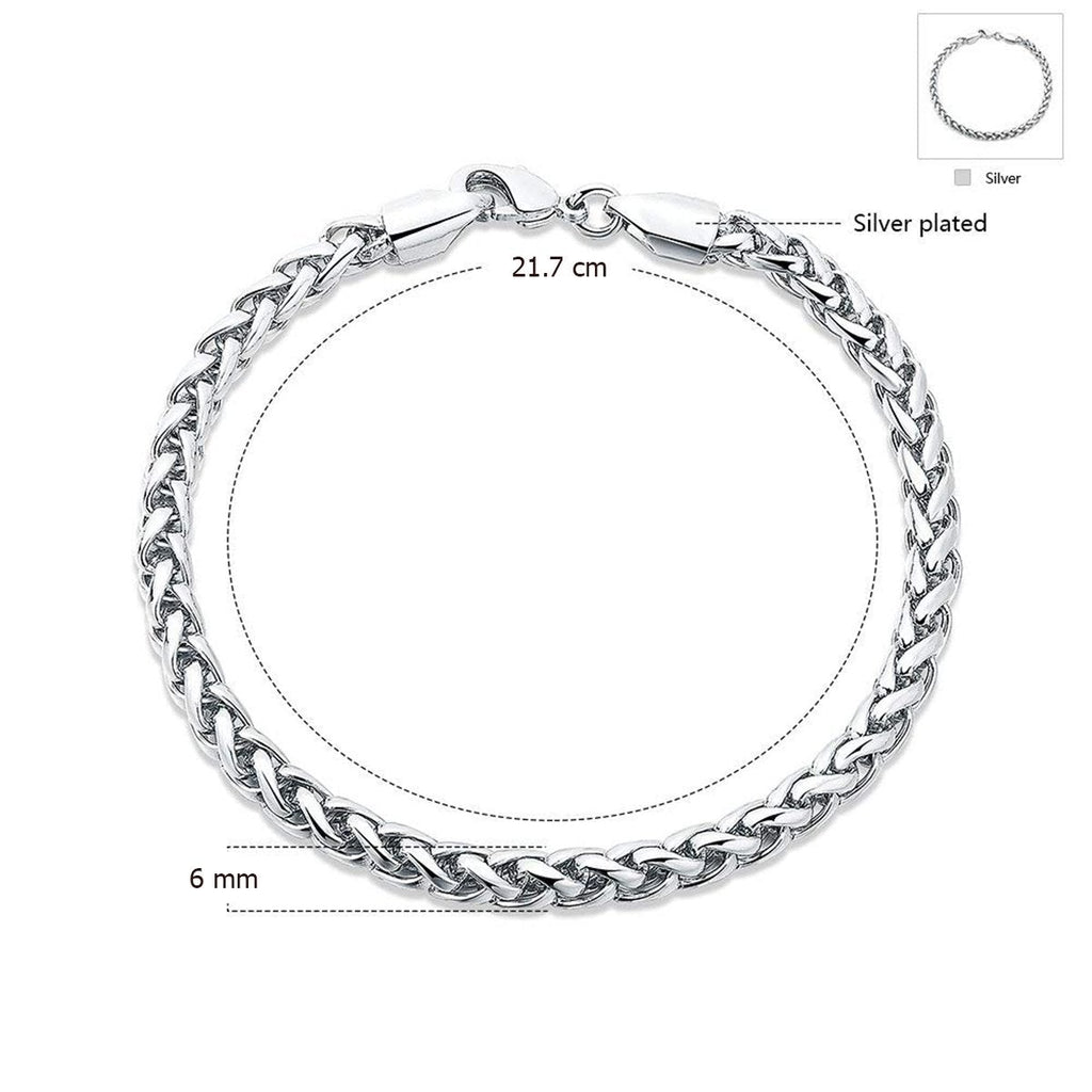 Stylish Wheat Silver 316L Stainless Steel Bracelet Men Women Bulk